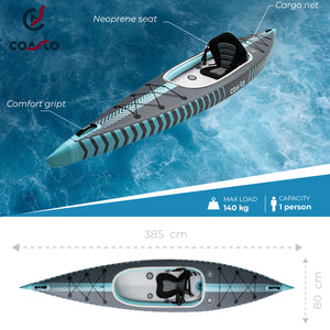 Uppblåsbar kajak Coasto Capitole – Stabil 1-personskajak 385 cm