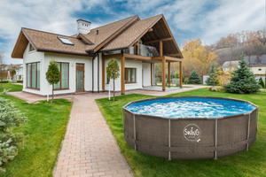 Pool med metallram Ø 3,66 × 0,91 m Wicker Double Väv