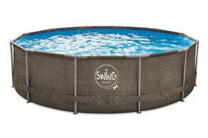 Pool med metallram Ø 3,66 × 0,91 m Wicker Double Väv