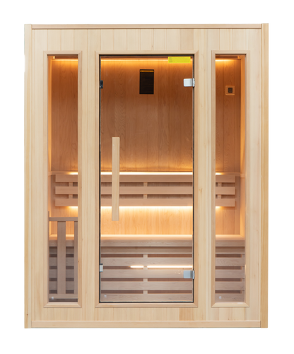 Sauna Damp ZEN 3 Personer – Traditionel Finsk Sauna med Harvia Ovn