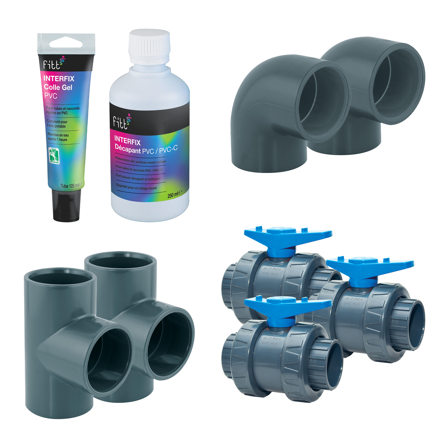 Bypass-kit 50 mm för Poolex poolvärmepump – komplett med ventiler och kopplingar