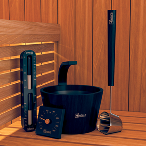 Bastutillbehör Holl’s Onyxia Black – Bastuhink & slev i svart design