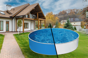 Stålväggspool Azuro 240 Ø 2,40 × 0,90 m Blå / Vit med Skimfilter 2000
