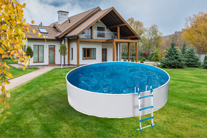 Stålväggspool Azuro 240 Ø 2,40 × 0,90 m Blå / Vit med Skimfilter 2000