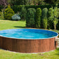 Stålväggspool Azuro VAR 402 DL Ø 4,60 × 1,20 m Wood utan Liner, Stege och Filter med Offsethål