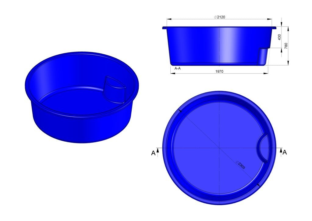 Glasfiberpool Vänern 2,30m x 0,80m