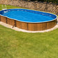Stålväggspool Azuro VAR 404 DL 5,50 × 3,70 × 1,20 m Wood utan Liner, Stege och Filter med Offsethål