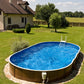 Stålväggspool Azuro VAR 404 DL 5,50 × 3,70 × 1,20 m Wood utan Liner, Stege och Filter med Offsethål