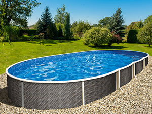 Stålvægspool Azuro 404 DL 5,50 × 3,70 × 1,20 m Rattan uden Stige og Filter med Offsethul