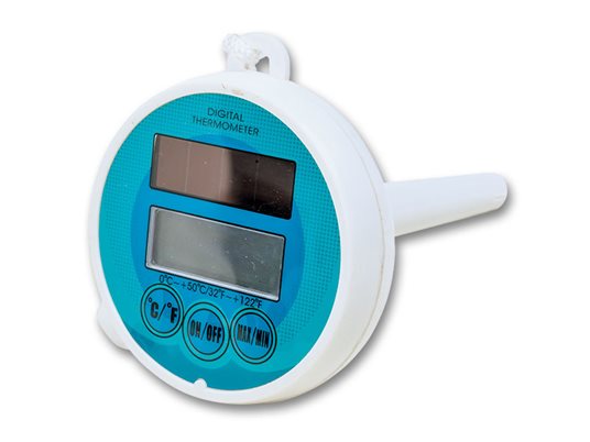 Flydende digitalt pooltermometer med solpanel