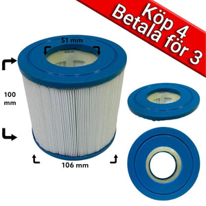 4-Pack spafilter till Coast Spas, Fonteyn Spas, Lay-Z-spa, PDC Spas, Skånska byggvaror 10ft