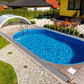 Stålväggspool Ibiza Oval 4,16 × 8,00 × 1,20 m Grå Stålvägg 0,6 mm Förberedd för Skimmer & Inlopp, med Bottenskenor, Utan Toppskenor P1/P3