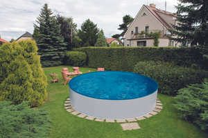 Stålväggspool Ibiza Rund Ø 4,20 × 1,20 m Vit Stålvägg 0,6 mm Förberedd för Skimmer & Inlopp, med Bottenskenor, Utan Toppskenor P1/P3
