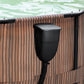 Pool med metallram Ø 3,66 × 0,91 m Naturlig Teak med Sandfärgad Liner