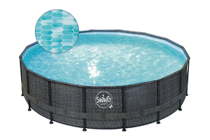 Pool med metallram Elite Ø 4,88 × 1,22 m Väv Mörk (Fiskbensmönster)