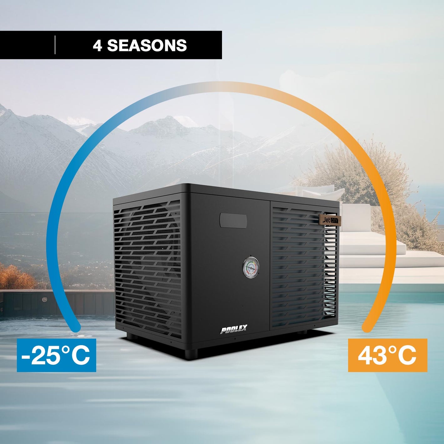 Poolex Jet City – Full Inverter Poolvarmepumpe til 40 m³ | Drift ned til -25°C