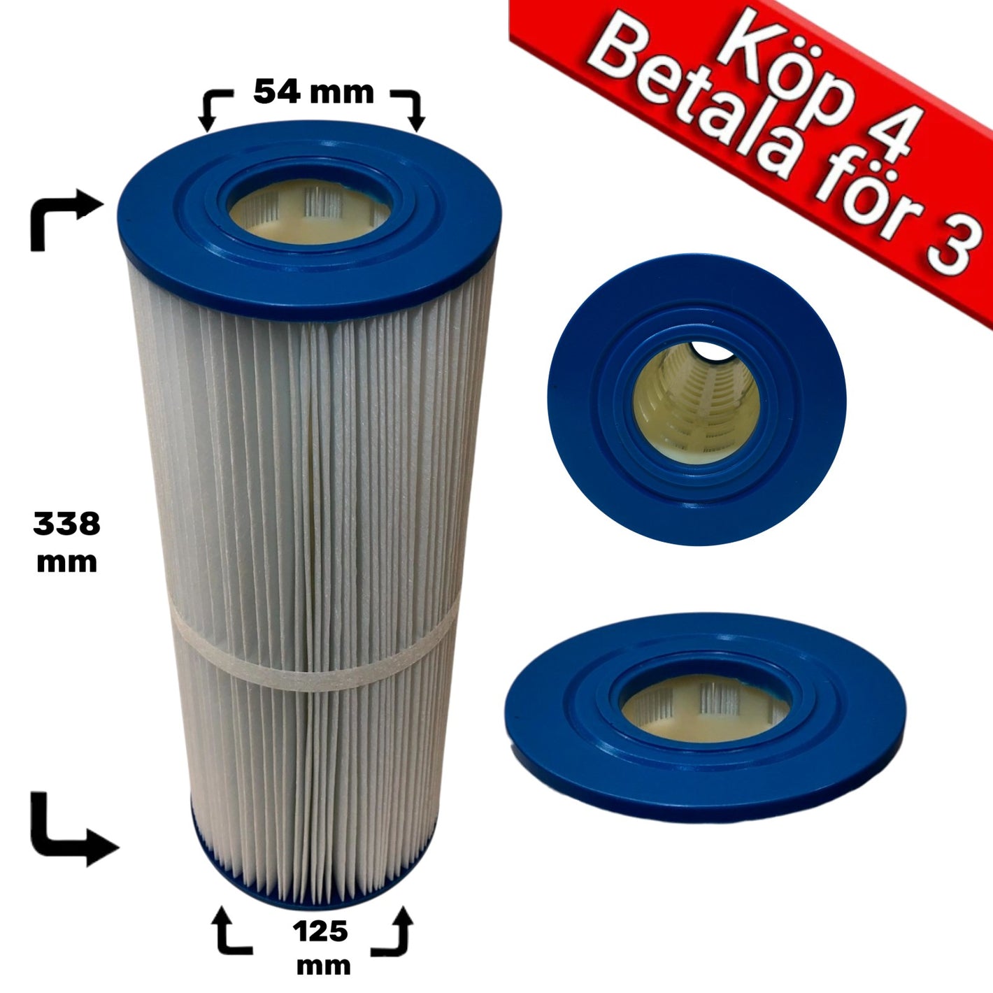 4-pack  Spafilter till Coast Spas, Folkpool, Hydropool, Novitek, Viskan, Wellis 25ft