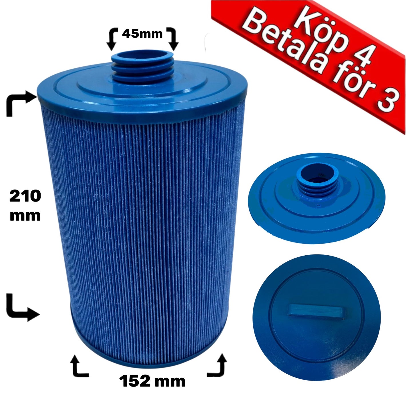 4-Pack spafilter Microban till Jacuzzi, Landskap, Neptun, Swebad, Westbergs 45ft