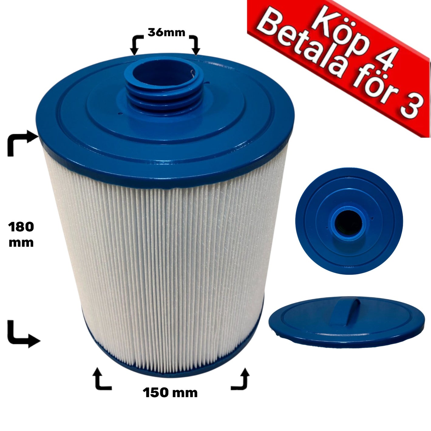 4-Pack spafilter till Svenska bad, Norrsken, Superior Wellness, Sunran 35ft