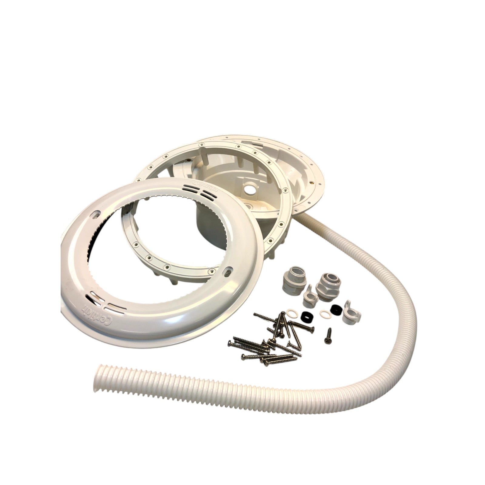 Poolbelysning Nisch CERTIKIN vit med flexrör, packning för liner och skruvar (lampa köps separat)