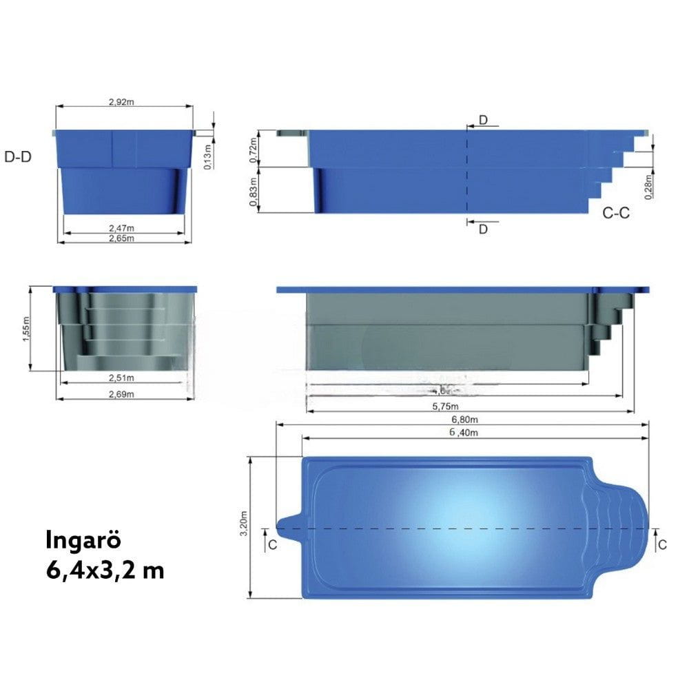 Fjordpool Glasfiberpool Ingarö SKU EAN