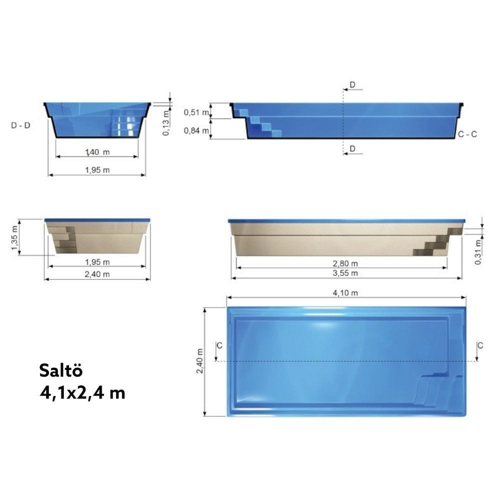 Fjordpool Glasfiberpool Saltö SKU EAN