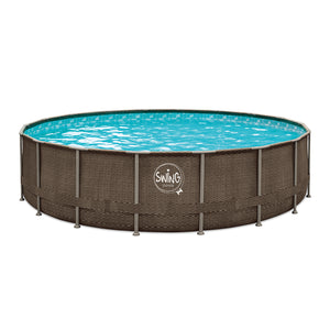 Ovanmarkpool Swing Pools Elite Sten Rampool - 5.49 x 1.22m, Mörk väv (Dubbel Rotting)