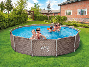 Ovanmarkpool Swing Pools med stålram - 3.05m x 76cm, Vävd design (dubbel rotting)