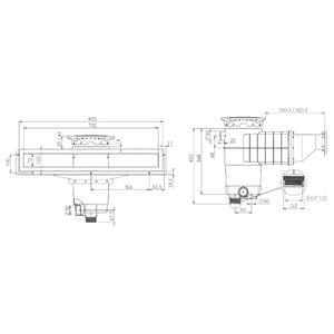 Bräddavlopp A800 Liner Rostfri front